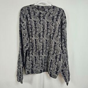 Jhane Barnes Wool Blend Sweater in Black and Gray - Size L